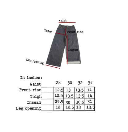 "Striped" 15.5 oz Premium baggy selvedge denim